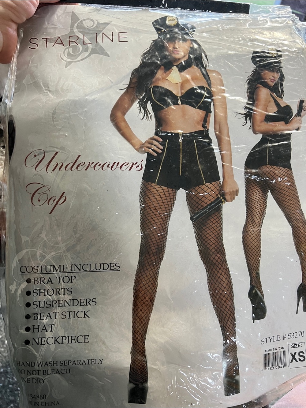 Undercover Cop Women's Black Costume - XS also has metal handcuffs and fishnets